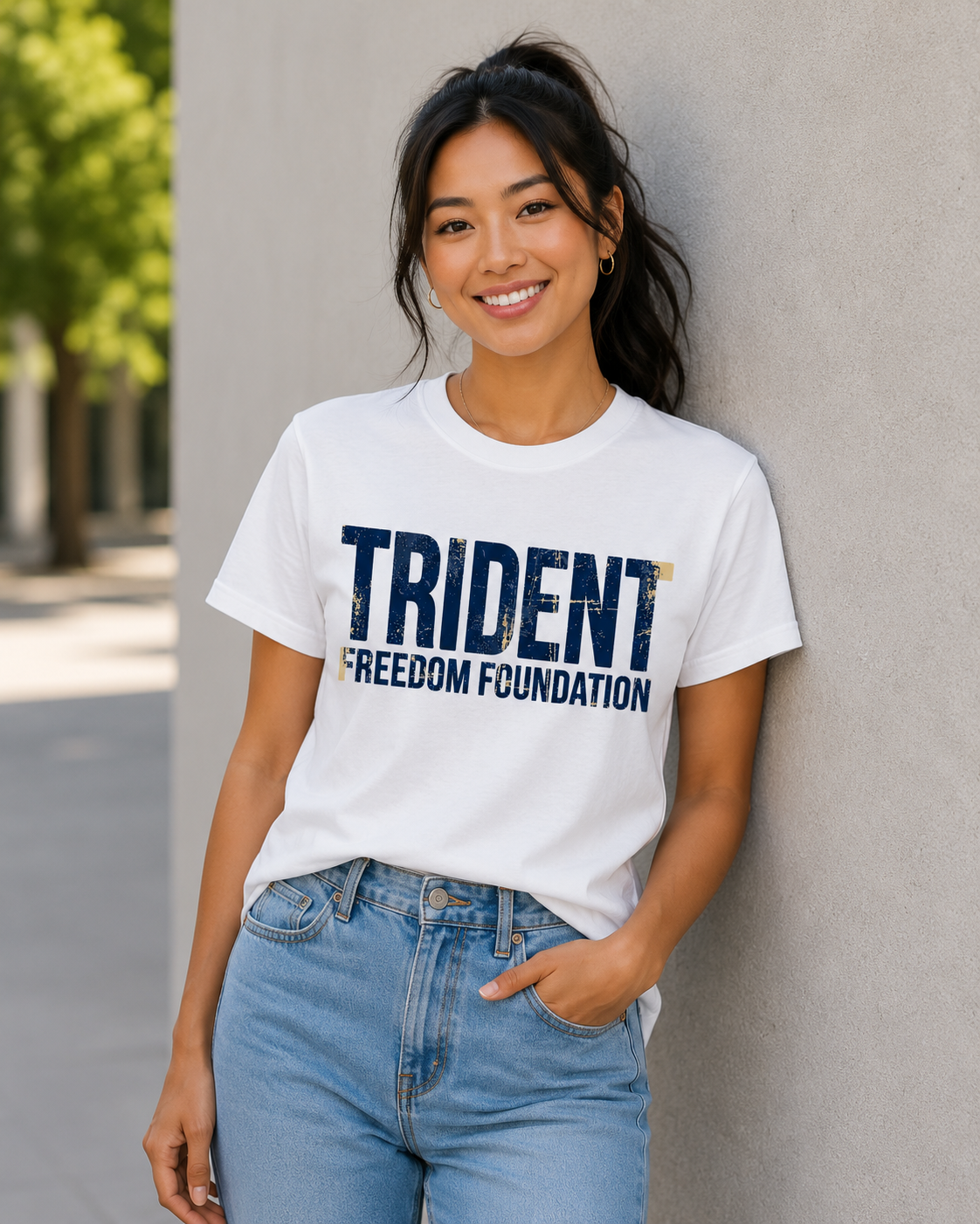 Trident Distressed Tshirt | White Pure Cotton Unisex T-Shirt