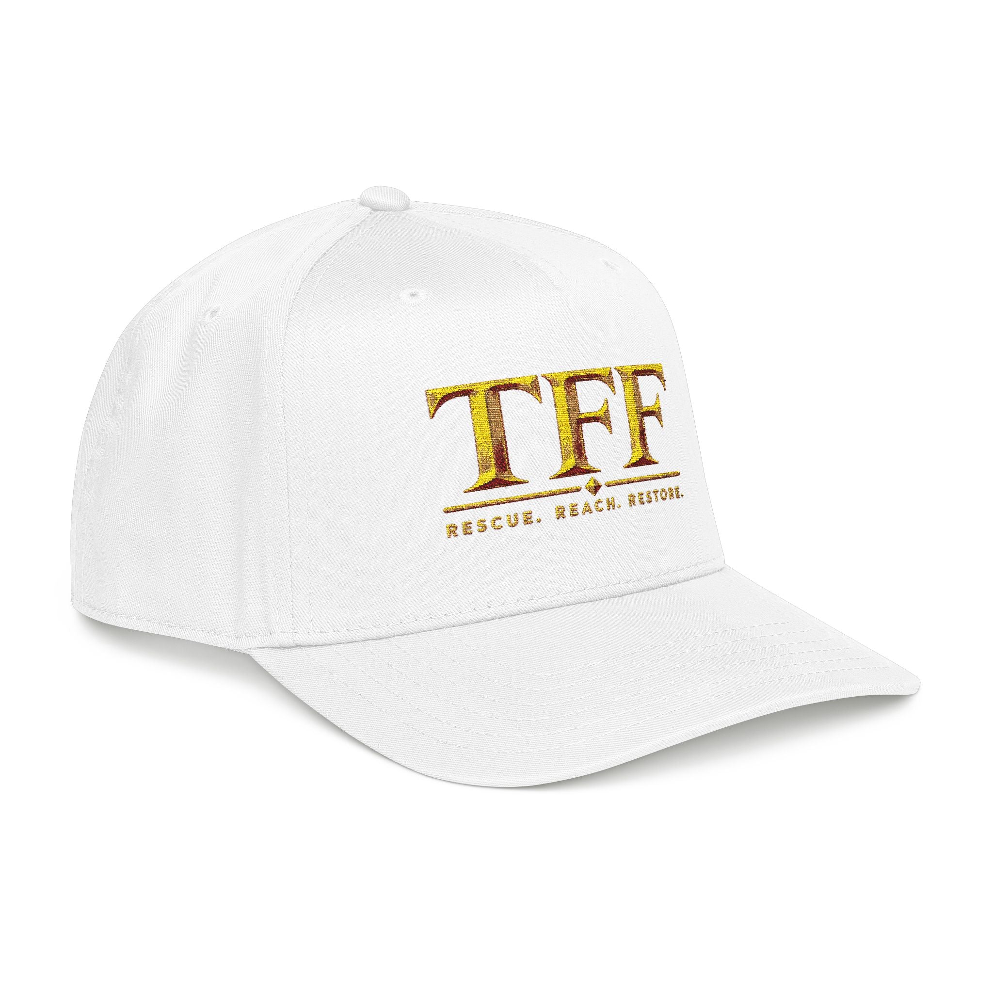 TFF Embroidered Baseball Cap — Gold Lettering Mid Profile Hat