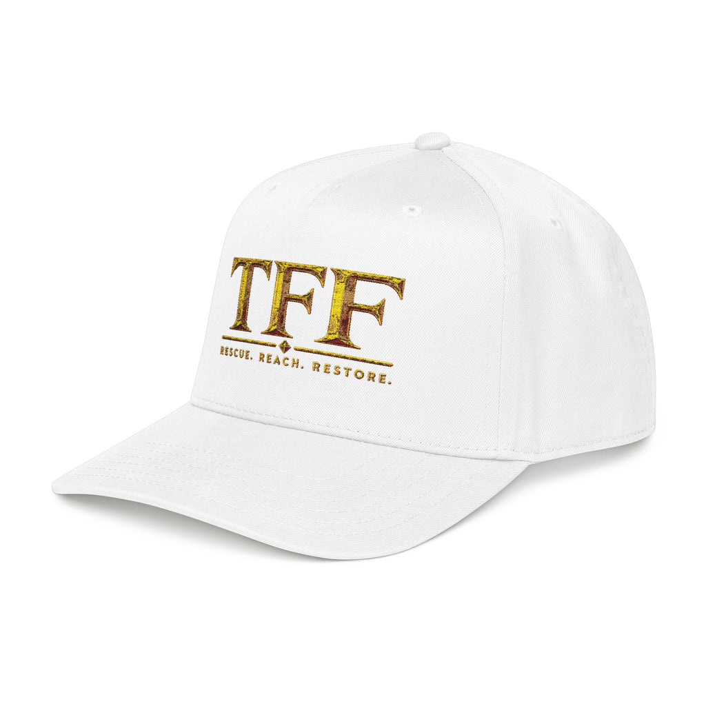 TFF Embroidered Baseball Cap — Gold Lettering Mid Profile Hat