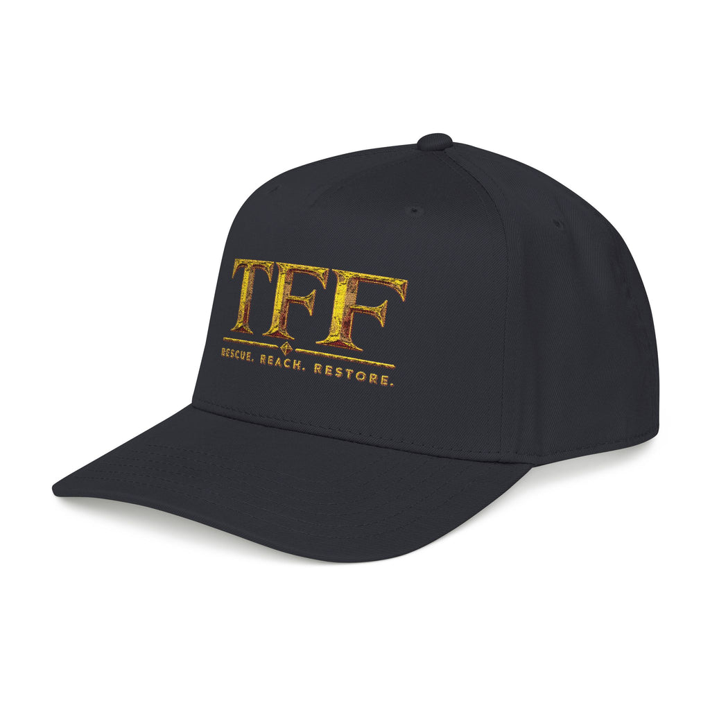 TFF Embroidered Baseball Cap — Gold Lettering Mid Profile Hat