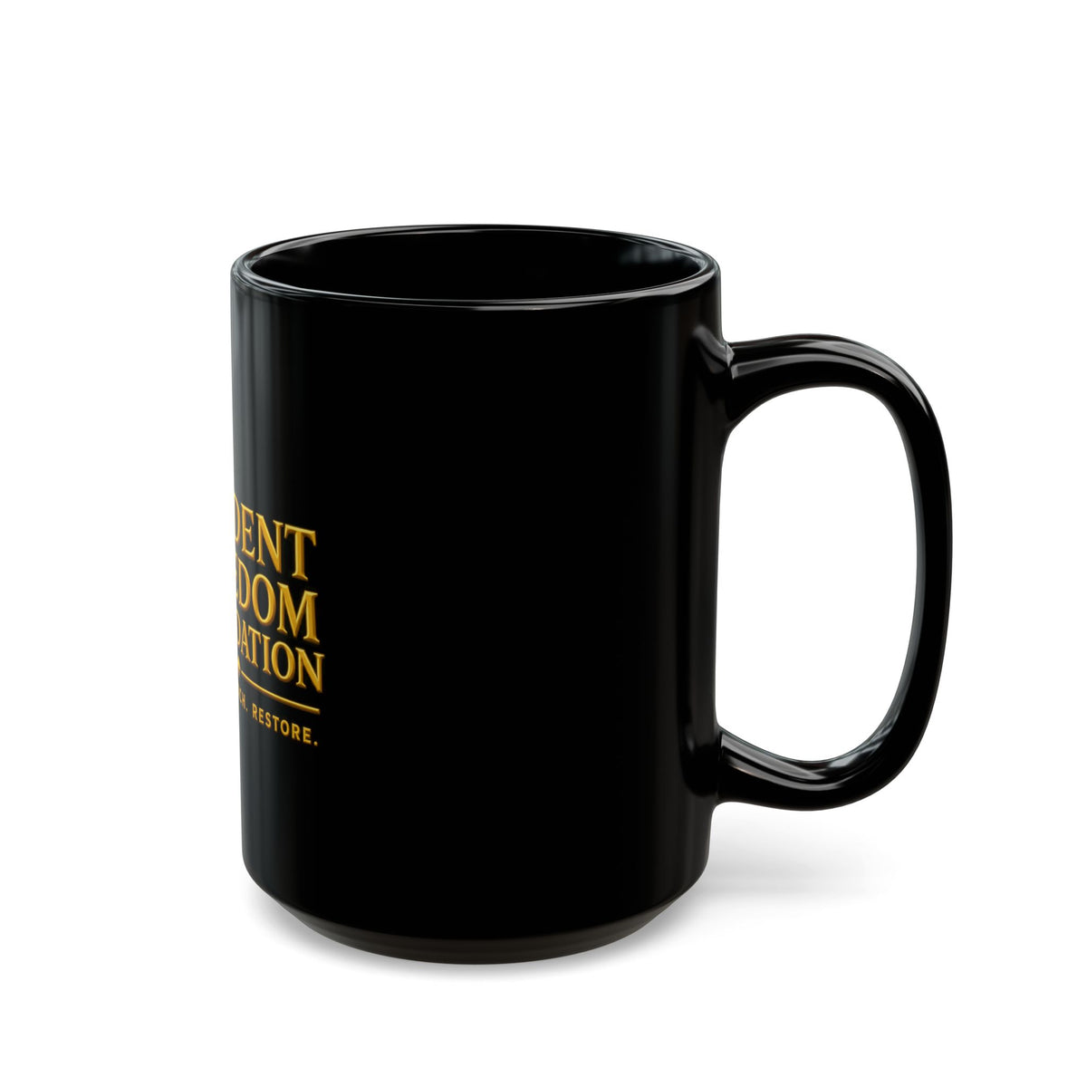 Trident Freedom Foundation Black Coffee Mug — Rescue. Reach. Restore. (11oz/15oz)