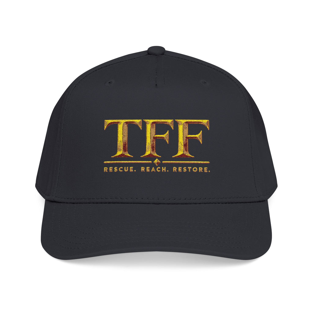 TFF Embroidered Baseball Cap — Gold Lettering Mid Profile Hat