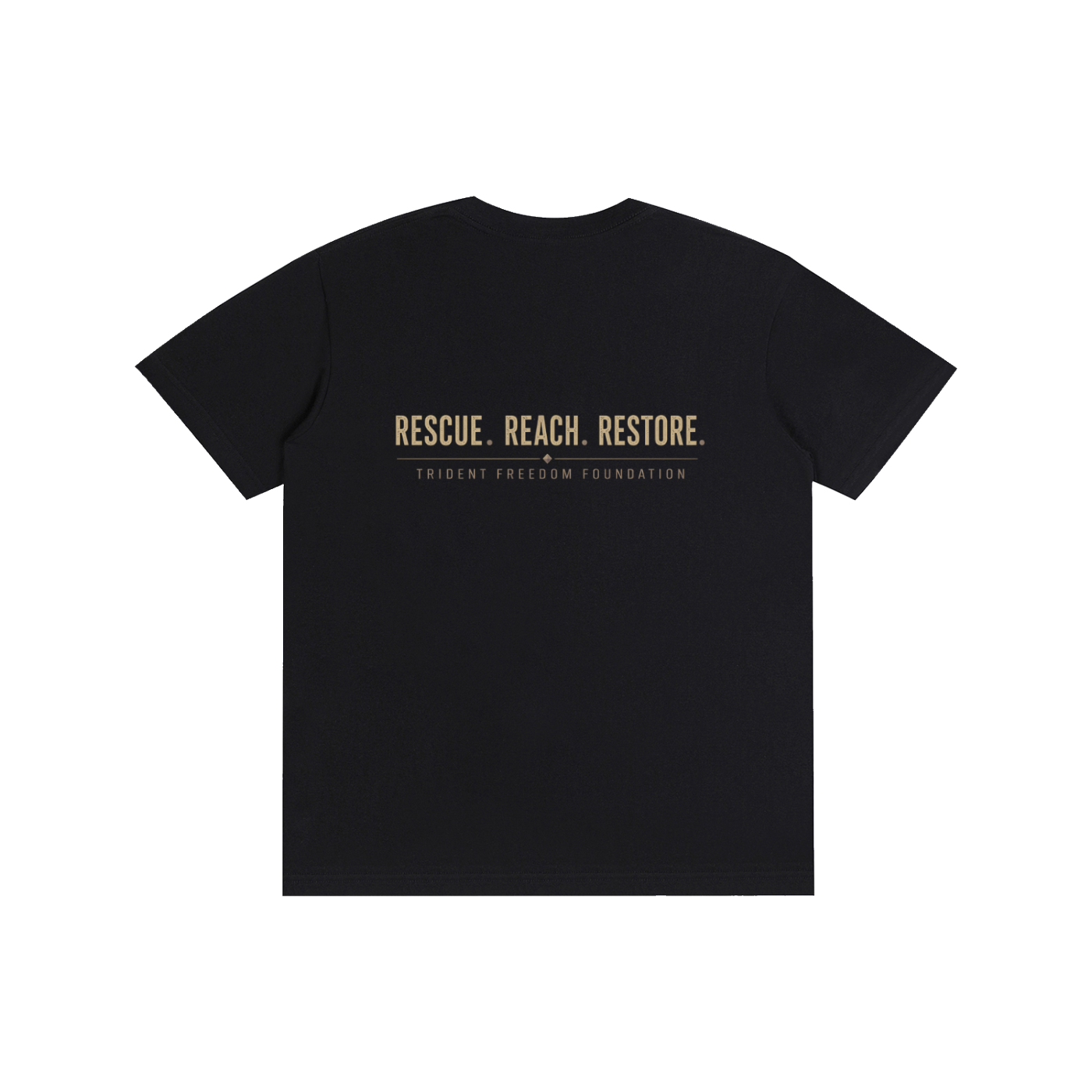 Black t-shirt with a bull and heart graphic on a white background
