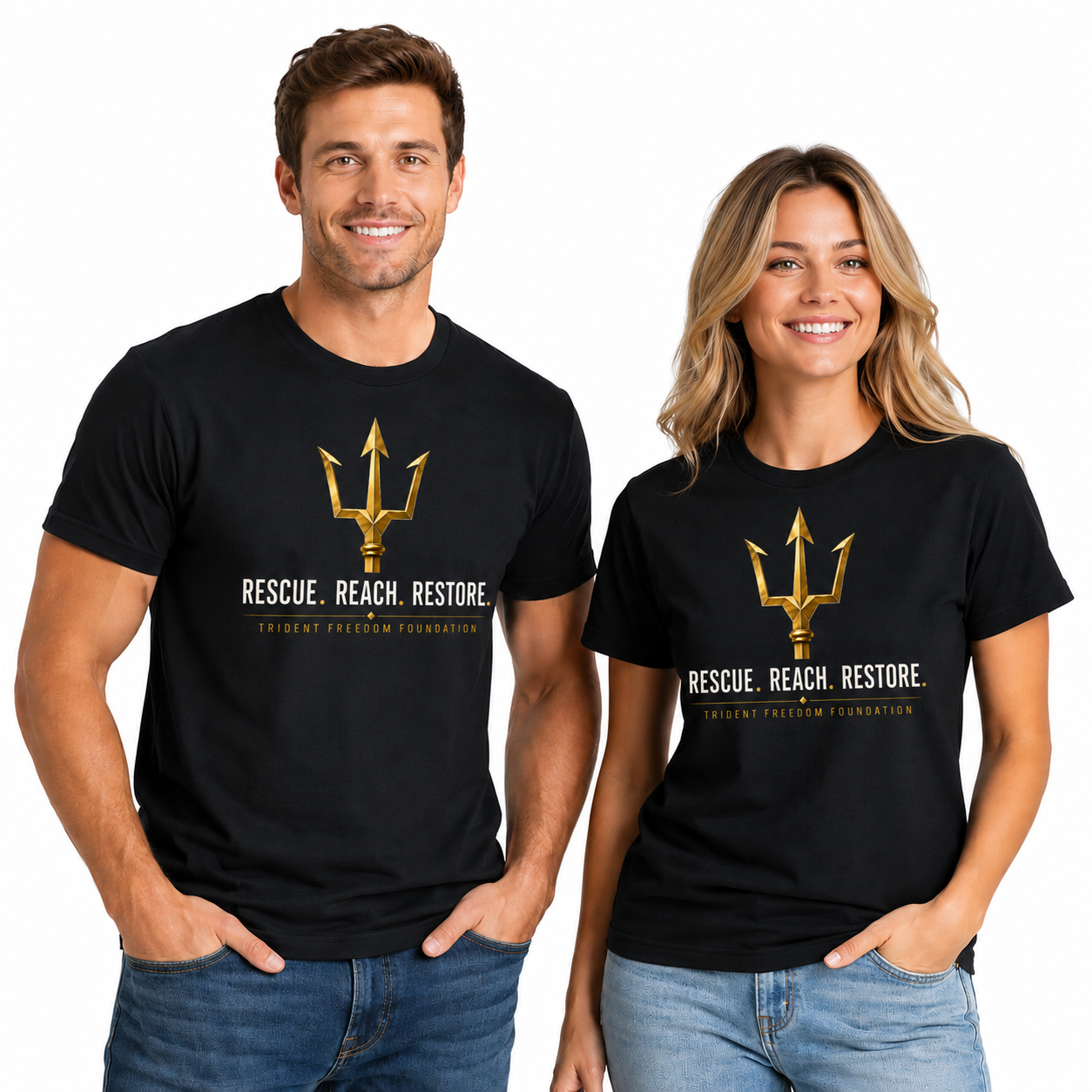 Pure Cotton Unisex T-Shirt |Half Logo White Front | TFF Back